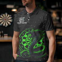 Load image into Gallery viewer, Black and Green Cobra Snake Darts Polo, Quarter Zip Shirts For Men Custom Name Darts Team Jerseys NQS9656