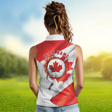 Load image into Gallery viewer, Canadian flag Women Sleeveless Golf polo shirts custom white team patriotic golf shirts ladies NQS9657