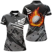 Load image into Gallery viewer, Black and white Pattern flame golf ball Women Polo Shirt Custom Golf Shirts For Ladies, Golfing Gifts NQS7443
