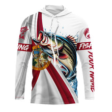 Load image into Gallery viewer, Largemouth Bass fishing Florida flag patriotic fishing Custom UV protection tournament Fishing Shirts NQS5684