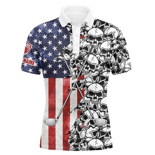 American flag Mens golf tops polo pattern skull golf clubs custom patriotic golf performance shirts NQS5692