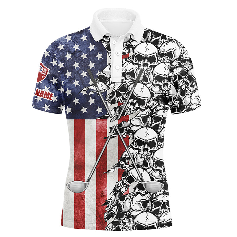 American flag Mens golf tops polo pattern skull golf clubs custom patriotic golf performance shirts NQS5692