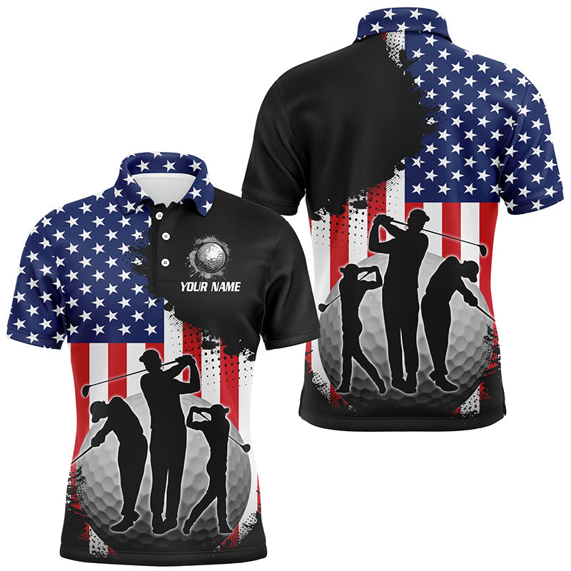American Flag Mens golf polo shirts custom patriotic golf outfits for men, gifts for golf lovers NQS8020