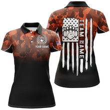 Load image into Gallery viewer, Womens bowling Polo, Quarter zip shirt Custom Orange camo American flag patriotic bowling team jerseys NQS8209