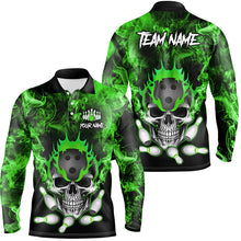 Load image into Gallery viewer, Green smoke Skull bowling Polo, Quarter Zip shirt for men Custom Team bowling League jerseys NQS8211