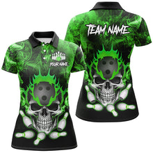 Load image into Gallery viewer, Green smoke Skull bowling Polo, Quarter Zip shirt for Women Custom Team bowling League jerseys NQS8211