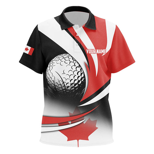 Canadian Flag Kid golf polo shirts Custom patriotic golf outfits kid, personalized golf gifts NQS8213