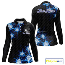 Load image into Gallery viewer, Blue snowflake black camo Christmas Women Golf Polo shirts custom ladies golf outfit, best golf gifts NQS11029