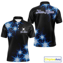 Load image into Gallery viewer, Blue snowflake black camo Christmas Golf Polo shirts For Men custom golf outfit men, best golf gifts NQS11029