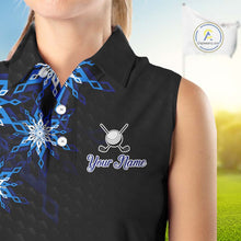 Load image into Gallery viewer, Blue snowflake black camo Christmas Women Sleeveless Polo shirt  custom ladies golf outfit golf gifts NQS11029