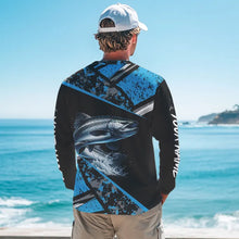 Load image into Gallery viewer, Chinook Salmon fishing Blue camo Long Sleeve Performance Fishing Shirt custom Salmon fishing jerseys NQS9347