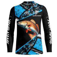 Load image into Gallery viewer, Redfish Drum fishing Blue camo Long Sleeve Performance Fishing Shirt custom Redfish fishing jerseys NQS9348