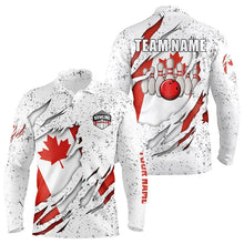 Load image into Gallery viewer, Personalized Canadian Flag Grunge pattern Bowling Shirts For Men Custom Canada Bowling Team Jerseys NQS9495