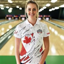 Load image into Gallery viewer, Personalized Canadian Flag Grunge pattern Bowling Shirts For Women Custom Canada Bowling Team Jerseys NQS9495