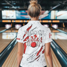 Load image into Gallery viewer, Personalized Canadian Flag Grunge pattern Bowling Shirts For Women Custom Canada Bowling Team Jerseys NQS9495