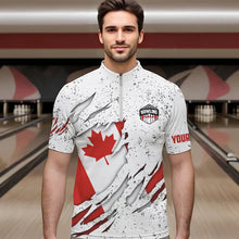 Load image into Gallery viewer, Personalized Canadian Flag Grunge pattern Bowling Shirts For Men Custom Canada Bowling Team Jerseys NQS9495