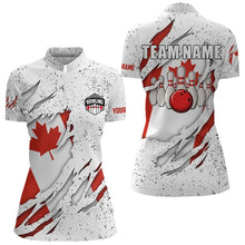 Load image into Gallery viewer, Personalized Canadian Flag Grunge pattern Bowling Shirts For Women Custom Canada Bowling Team Jerseys NQS9495