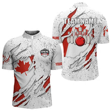 Load image into Gallery viewer, Personalized Canadian Flag Grunge pattern Bowling Shirts For Men Custom Canada Bowling Team Jerseys NQS9495