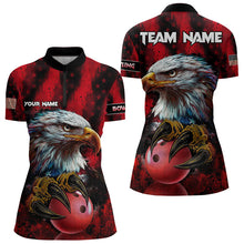 Load image into Gallery viewer, American Flag Eagle Bowling Polo, 1/4 Zip Shirts For Women Custom Name Patriotic Bowling Team Jersey NQS9660