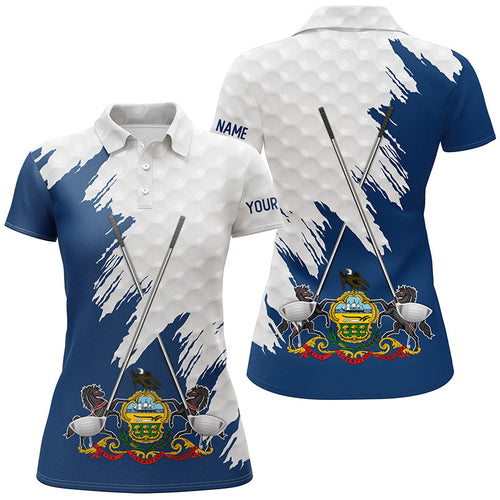 Pennsylvania flag golf clubs patriotic custom white Womens golf polo shirts, team ladies golf tops NQS7604