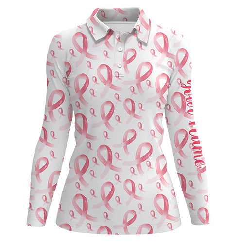 Pink ribbons Breast Cancer Awareness Pattern Women golf polo shirts custom golf apparel for Women NQS8033