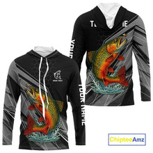 Load image into Gallery viewer, Personalized Black camo Brook Trout Fishing Jersey, Brook Trout Long Sleeve Fishing Tournament Shirts NQS11033