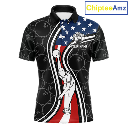 Black camo Retro bowling shirts for Men Custom American flag patriotic team bowling jerseys NQS11431