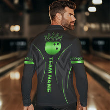 Load image into Gallery viewer, Black and Green crown Bowling ball Polo, Quarter Zip Shirts for Men Custom Bowling Team jerseys NQS9502