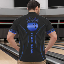 Load image into Gallery viewer, Black and Blue crown Bowling ball Polo, Quarter Zip Shirts for Men Custom Bowling Team jerseys NQS9503