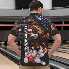 Load image into Gallery viewer, Smoke American Flag Eagle Flame Bowling Shirts for Men Custom patriotic Team Bowling jerseys NQS9504
