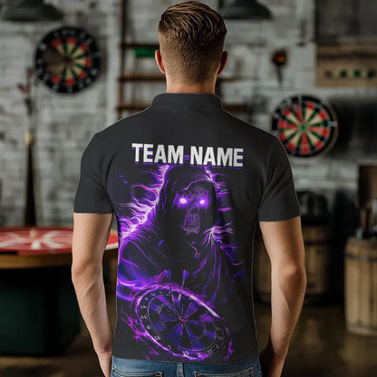 Black and Purple Skull reaper Dart jerseys Polo, 1/4 Zip Shirt for Men Custom Darts Team shirts NQS9509
