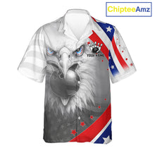 Load image into Gallery viewer, Red, White &amp; Blue US Flag Eagle Bowling Button-up Shirt Custom Patriotic Team Hawaiian Bowling Jersey NQS11632
