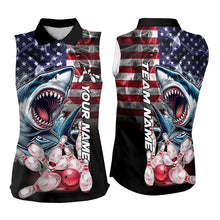 Load image into Gallery viewer, Smoke American Flag Shark Bowling Sleeveless Polo Shirt Custom patriotic Team Bowling jerseys NQS9671