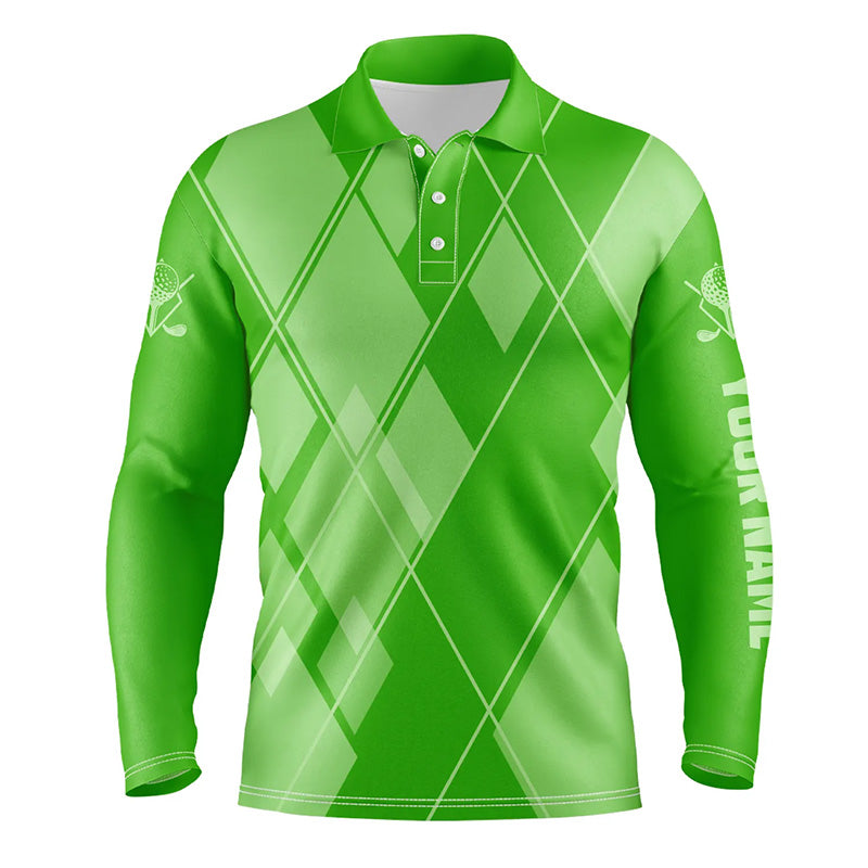 Green argyle pattern custom Mens golf polo shirts, golf tops for men golfing gifts NQS7610
