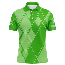 Load image into Gallery viewer, Green argyle pattern custom Mens golf polo shirts, golf tops for men golfing gifts NQS7610