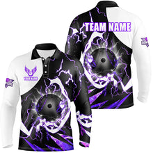 Load image into Gallery viewer, Purple Lightning thunder bowling Team league jerseys custom Mens Bowling Polo, Quarter zip Shirts NQS8231