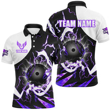 Load image into Gallery viewer, Purple Lightning thunder bowling Team league jerseys custom Mens Bowling Polo, Quarter zip Shirts NQS8231