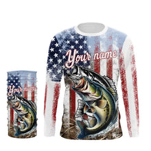 Load image into Gallery viewer, Largemouth Bass Fishing American Flag UV Protection Fishing Shirt Custom Patriotic Bass Fishing Jersey NQS9160