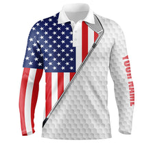 Load image into Gallery viewer, American flag white Mens golf polo shirts custom name golf clubs patriotic team golf shirt for mens NQS5737
