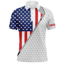 Load image into Gallery viewer, American flag white Mens golf polo shirts custom name golf clubs patriotic team golf shirt for mens NQS5737