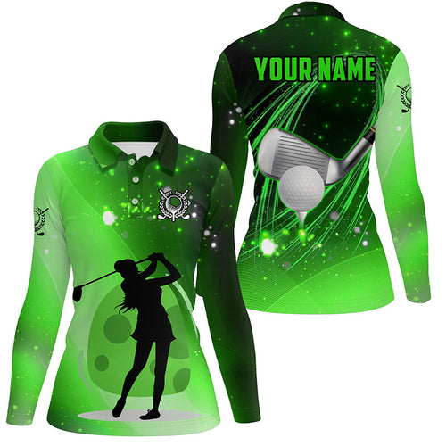Green light golf ball clubs Women polo shirt custom golf outfits for women, personalized golf gifts NQS8040