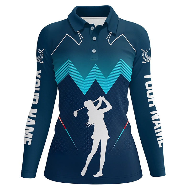 Womens golf polo shirts custom name ladies's golf apparel, gifts for golf lovers | Blue NQS8242