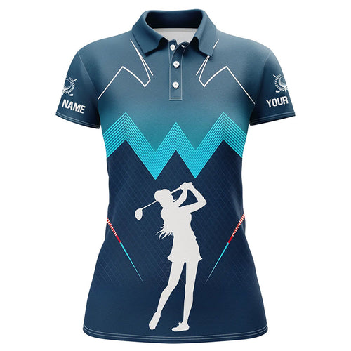 Womens golf polo shirts custom name ladies's golf apparel, gifts for golf lovers | Blue NQS8242