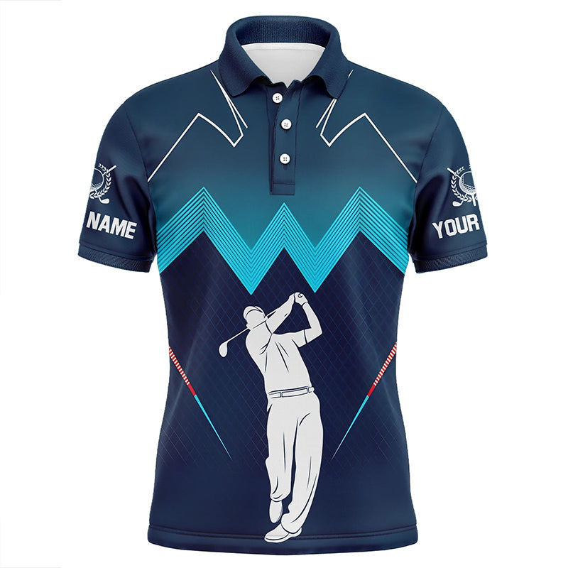 Mens golf polo shirt custom name men's golf apparel, gifts for golf lovers | Blue NQS8242
