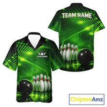 Load image into Gallery viewer, Green Light Bowling Hawaiian Shirt Custom Bowling Team Button-up shirt, Gift For Bowlers NQS11737