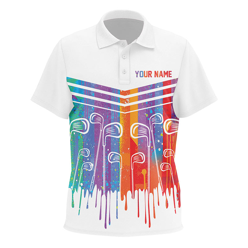 Rainbow Color Golf clubs Kid golf polo shirts custom white golf apparel for kid, cool golf gifts NQS8248