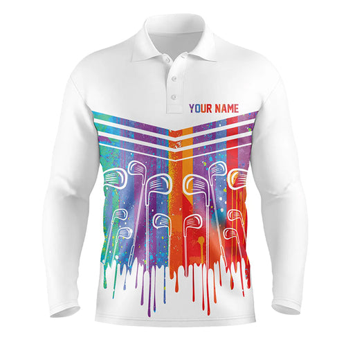 Rainbow Color Golf clubs Men golf polo shirts custom white golf apparel for men, cool golf gifts NQS8248