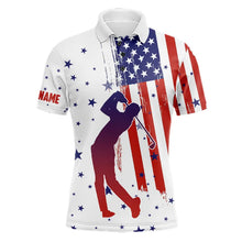 Load image into Gallery viewer, Red, White and Blue American Flag Mens Golf Polo Shirts custom patriotic golf tops for men golf gifts NQS9168