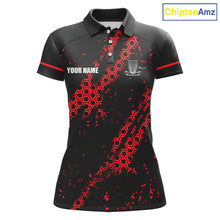 Load image into Gallery viewer, Black and Red Hexagon Pattern Disc Golf Polos, T-Shirt, Hoodies custom Team disc golf jerseys NQS11456