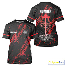 Load image into Gallery viewer, Black and Red Hexagon Pattern Disc Golf Polos, T-Shirt, Hoodies custom Team disc golf jerseys NQS11456